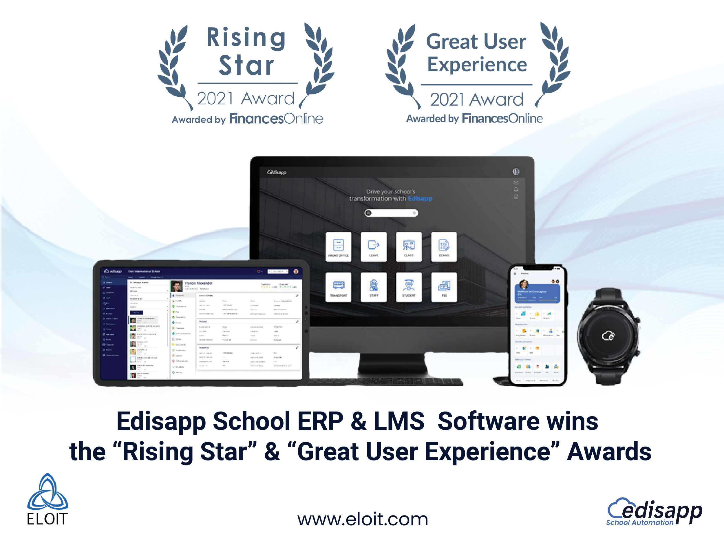 Edisapp School ERP & LMS by Eloit wins 2 Awards from FinancesOnline for 2021