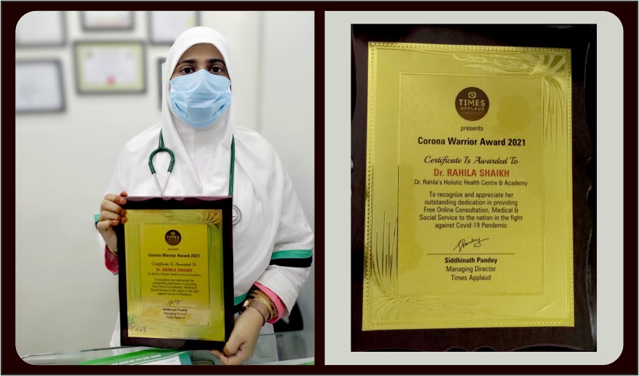 Dr. Rahila Shaikh Honoured With COVID-19 Warrior Award 2021 By Times Applaud