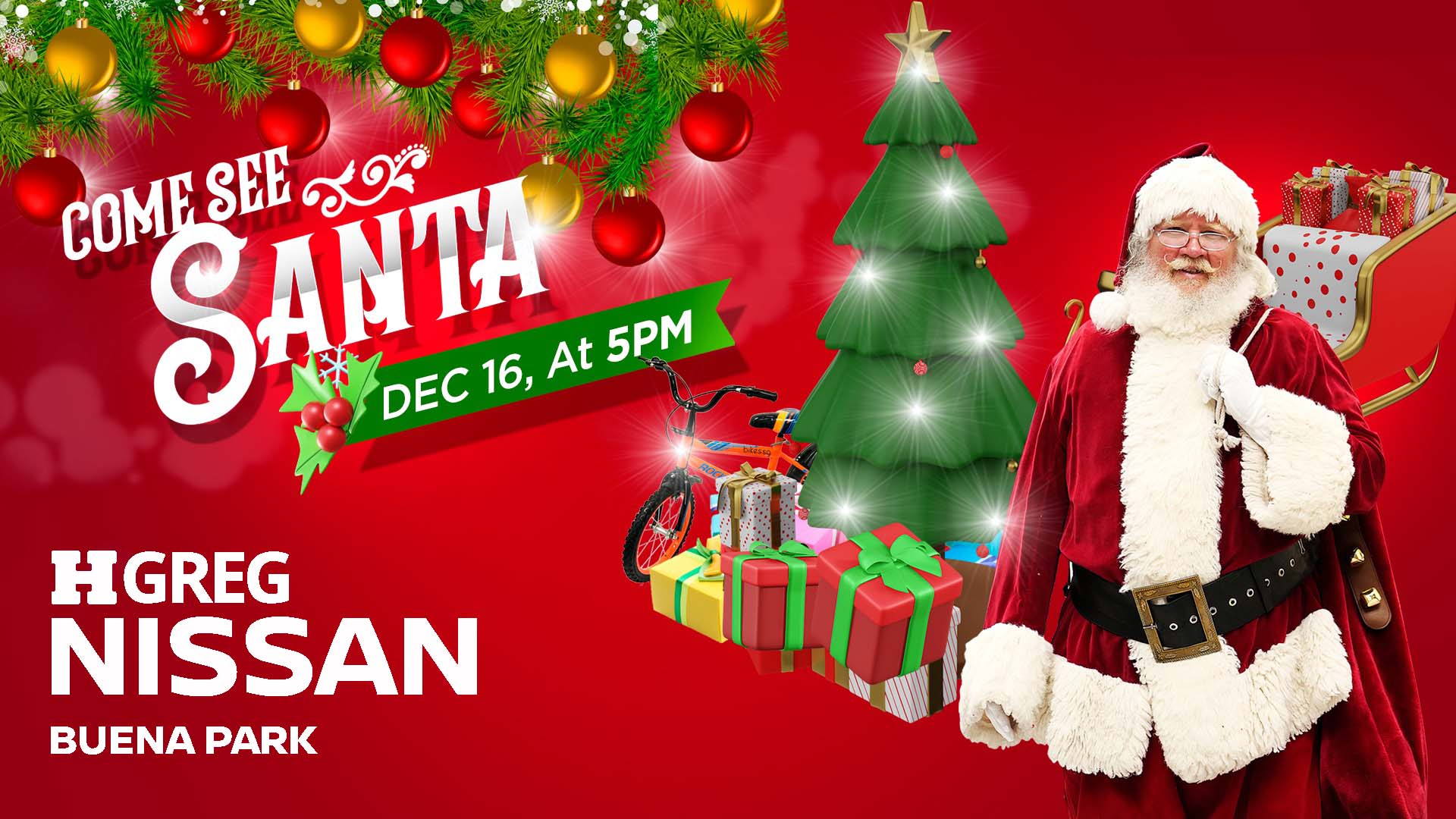 Get your family pictures taken with Santa Claus this holiday season at HGreg Nissan of Buena Park