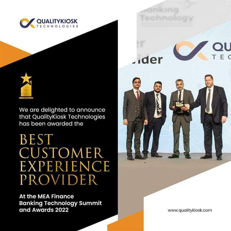 QualityKiosk recognized as the best customer experience provider at the MEAFinance Banking Technology Summit and Awards 2022