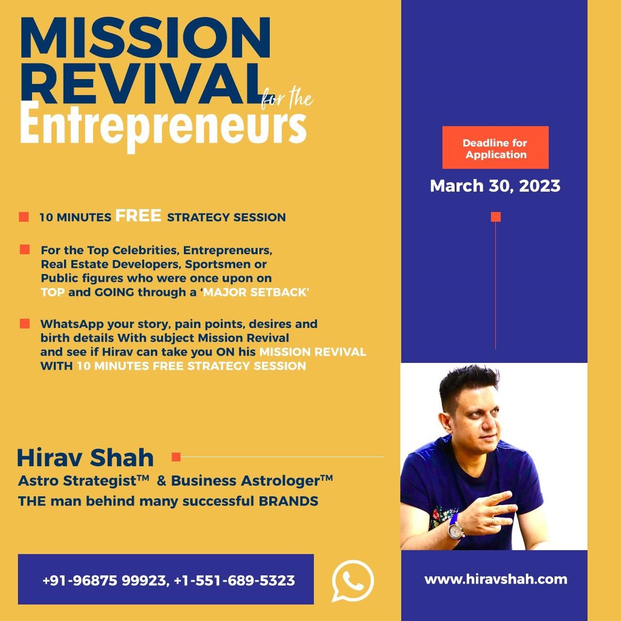 Renowned Astro Business Strategist Hirav Shah Is On A Mission Revival Offering 10 Minutes Free Strategy Session For All Entrepreneurs