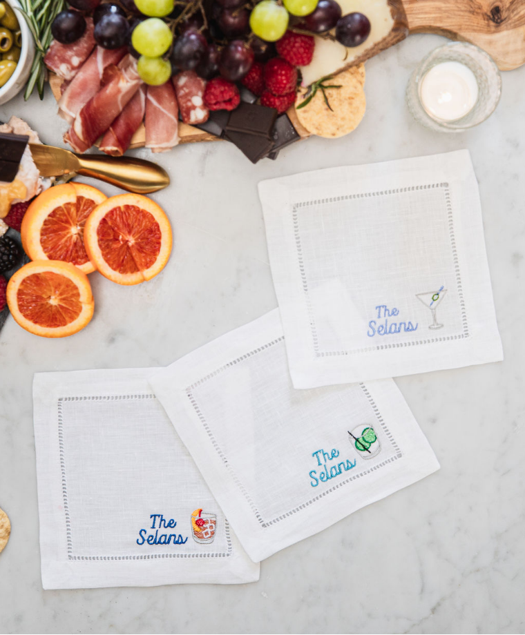 Threads & Honey's Embroidered Cocktail Napkins Named Top Gift for Cocktail Enthusiasts in Food Network Magazine's May/June Edition